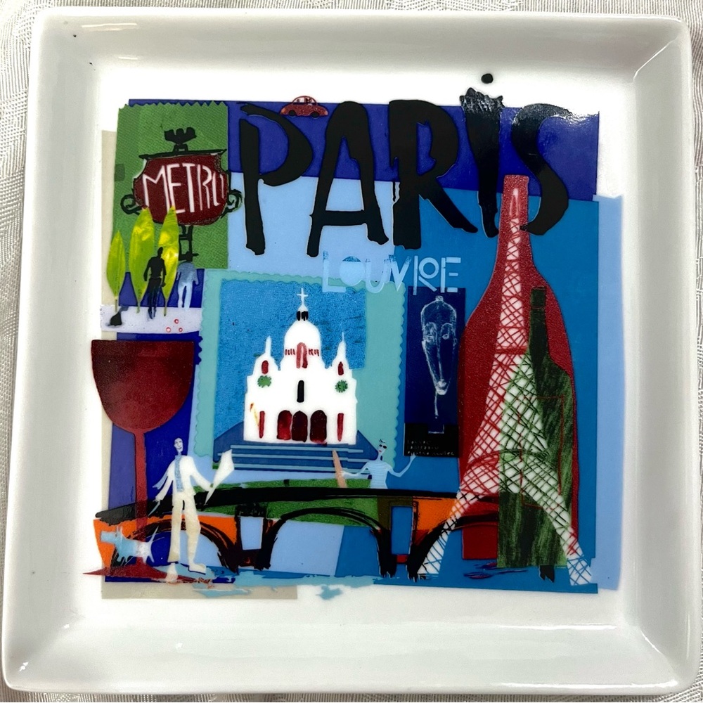 6 Crate & Barrel Road Trip City Scenes Appetizer Plates Global Cities 6” White - Picture 6 of 12